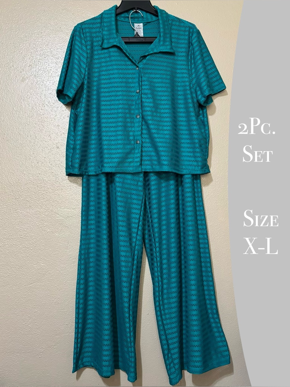 Women’s teal color mesh swim 2Pc cover up set Size X-L